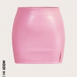 Split Hem PU Leather Bodycon Skirt